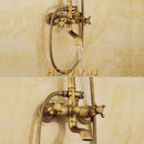 GobekUsa Antique Brass Shower Faucet Set with Rainfall Shower Head and Hand Shower