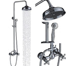 GobekUsa Dual Handle Chrome Brass Shower Mixer System with 8" Rainfall Shower Head