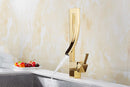 GobekUsa Gold Brass Square Basin Faucet Single Handle Deck Mounted Bathroom Sink Mixer