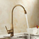GobekUsa Antique Brass Porcelain Basin Mixer Hot Cold Tap - 360 Degree Swivel Kitchen Faucet