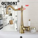 GobekUsa Antique Bronze Kitchen Faucet Swivel Spout Basin Tap 360 Rotatable Mixer Taps