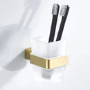 GobekUsa Bath Set: Towel Rack, Corner Shelf, Paper Holder, Mixer Faucet - Brushed Matt Gold
