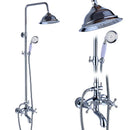 GobekUsa Dual Handle Chrome Brass Shower Mixer System with 8" Rainfall Shower Head