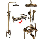 GobekUsa Brass Antique Dual Handle Shower Faucet Set with Handshower Shelf