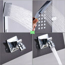 GobekUsa Brushed Nickel Thermostatic Waterfall Rain Shower Panel with 3 Handles