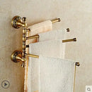 GobekUsa Copper Carved Bathroom Accessories Set: Towel Shelf, Towel Bar, Paper Holder, Cloth Hook