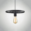 GobekUsa Industrial Iron Wheel Chandelier for Dining Room, Restaurant, and Cafe