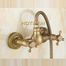 GobekUsa Antique Brass Hand Held Shower Head Kit for Bath Wall Mount