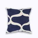 GobekUsa Blue Zigzag Geometric Embroidered Cushion Cover 45x45cm