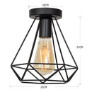 GobekUsa Iron Black Cage Ceiling Lamp Retro Fixtures Home Lighting for Living Room