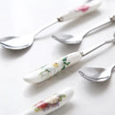 GobekUsa 6-Piece Coffee Spoon Set, European Bone China & Stainless Steel Tableware