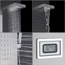 GobekUsa Brushed Nickel Thermostatic Waterfall Rain Shower Panel with 3 Handles
