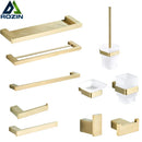 GobekUsa Brushed Gold Stainless Steel Bathroom Accessory Set: TP Holder, Towel Bar, Storage Shelf