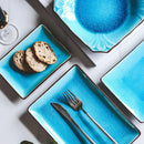 GobekUsa Blue Ice Crack Glaze Ceramic Plate - Round Solid Pattern