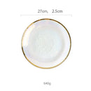 GobekUsa Hammer Grain Gold Glass Salad Bowl - Round Ceramic Fruit Bowl