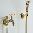 GobekUsa Antique Brass Wall Mount Bidet Faucet for Hygienic Bathroom Shower Spray