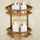 GobekUsa Antique Aluminum Double Layer Bathroom Corner Shelf - Bathroom Holder Organizer