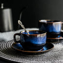 GobekUsa Deep Blue Ceramic Espresso Coffee Cup Saucer Set