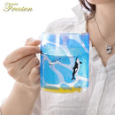 GobekUsa Killer Whale Glass Coffee Mug 350ml: Cute Polar Bear Tea Cup Heat Resistant Glass Beer Mug