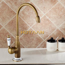 GobekUsa Antique Brass Kitchen Faucet - Swivel Basin Tap, 360° Rotation, Hot & Cold Water Mixers