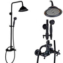 GobekUsa Black Bronze Bathroom Shower Mixer Tap with Long Spout and 8" Rainfall Head
