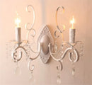 GobekUsa Black Wrought Iron Crystal Candle Wall Lamp