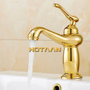 GobekUsa Gold Brass Bathroom Basin Faucet with Ceramic Mixer Tap