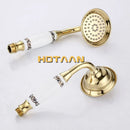 GobekUsa Gold Finish Bath Tub Faucet with Ceramic Handle and Handheld Shower AI-5329