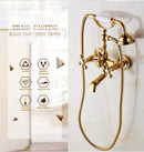 GobekUsa Gold Brass Bathroom Shower Faucet Set Single Handle Rainfall Wall Mounted