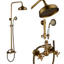 GobekUsa Antique Shower Mixer Tap Set with 8" Rainfall Shower Head and Dual Handles