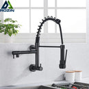 GobekUsa Dual Spouts Kitchen Faucet with Handheld Shower - Wall Mounted Dual Spouts