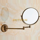 GobekUsa 8" Brass Shave Makeup Mirror Wall Mounted Extendable Arm 1x3x Magnifying