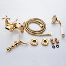 GobekUsa Gold Brass Bathroom Shower Faucet Set Single Handle Rainfall Wall Mounted