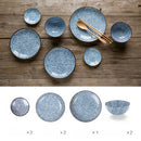 GobekUsa Japanese Style Ceramic Dinner Set - Blue Tableware Set with Bowl and Plate