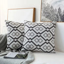 GobekUsa Grey Geometric Embroidered Cushion Cover 45x45cm