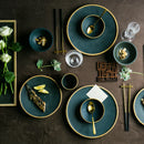 GobekUsa Ceramic Dinner Plate - Gold Edged Steak Dish - High Quality Japan Style Partyware