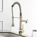 GobekUsa Gold Spring Spout Kitchen Faucet - Single Pull Out Mixer Tap