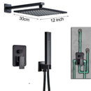 GobekUsa Black Brass Shower Faucet with 2-Way Mixer, Handshower and Rainfall Head