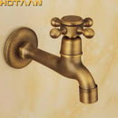 GobekUsa Antique Brass Wall Mount Bibcock Faucet for Garden and Bathroom