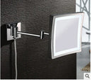 GobekUsa 8 inch Brass LED Magnifying Wall Mirror for Makeup and Dressing, 3X Magnification