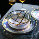 GobekUsa Hammer Grain Gold Glass Salad Bowl - Round Ceramic Fruit Bowl