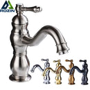 GobekUsa Brushed Nickel Basin Faucet with Long Spout - Deck Mounted Single Handle Mixer