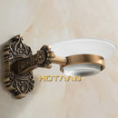 GobekUsa Antique Brass Bathroom Soap Dish Glass Holder - Wall Mounted Aluminum Bath Accessory