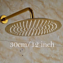 GobekUsa Golden Ultrathin Rainfall Shower Head Set with Wall Mount Brass Arm