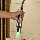 GobekUsa Brushed Nickel LED Color Changing Kitchen Faucet Spray Head