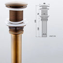 GobekUsa Antique Brass Vessel Sink Drain Strainer, Pop Up Stopper for Lavatory Basin
