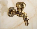 GobekUsa Antique Brass Dragon Carved Outdoor Washing Machine Faucet Cold Tap