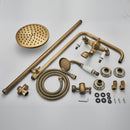GobekUsa Brass Antique Shower Faucet Set with Porcelain Ceramic Swivel Bath Spout