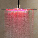GobekUsa 16" Square LED Light Rainfall Shower Head - Color Changing Brass Showerhead