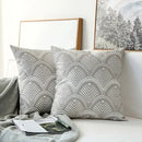 GobekUsa Grey Geometric Embroidered Cushion Cover 45x45cm